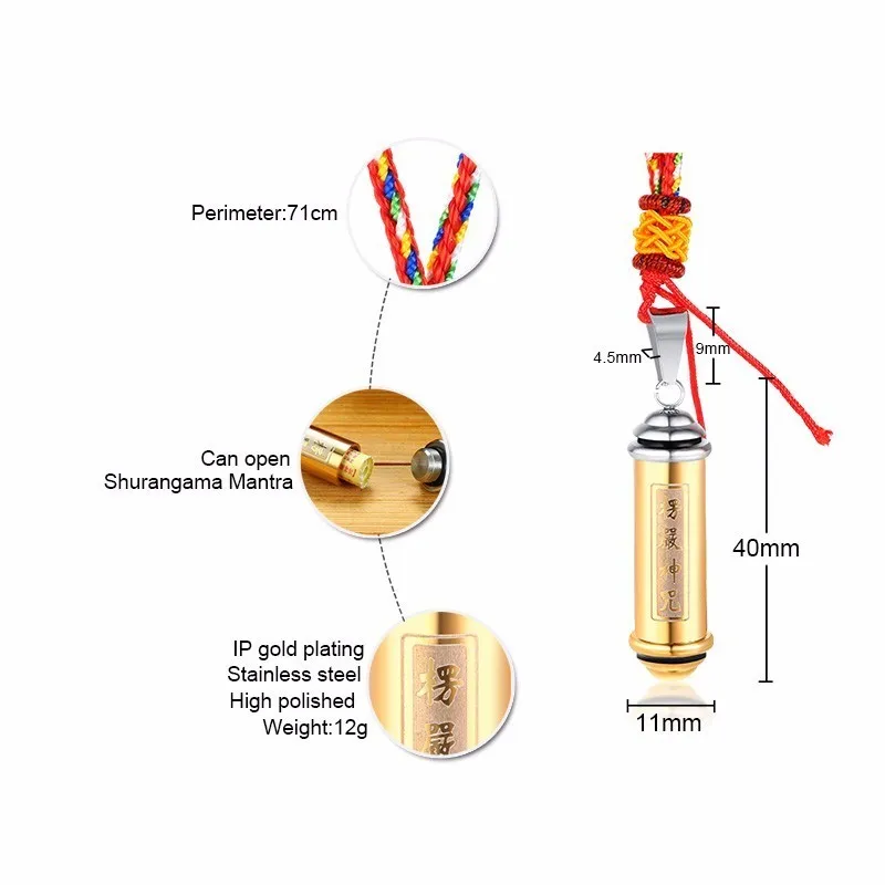 Мужская цилиндрическая Подвеска из нержавеющей стали с амулетом счастливого