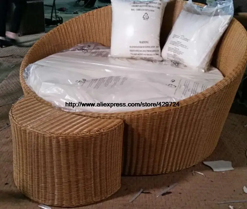 Креативный диван кровать из ротанга досуг лежа стул сад пляж бассейн раттана