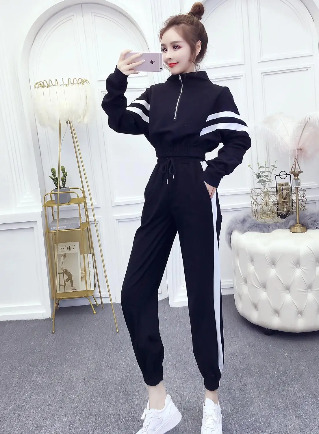 Модный костюм для отдыха женская одежда 2019 Весенний новая Корейская цветная