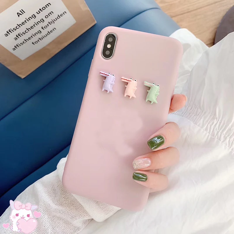 Милый мягкий силиконовый чехол с 3D крокодиловым принтом для iphone 7 8 6 plus X XR XS MAX samsung