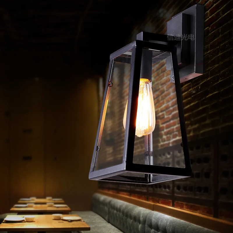 Винтажная креативная Геометрическая стеклянная железная рамка настенная лампа