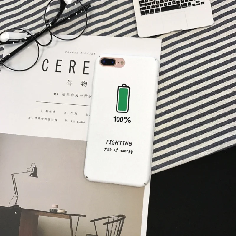 KaRue значок батареи питания крышка для iphone 6 S 7 8 чехол телефона iPhone6 plus матовая все