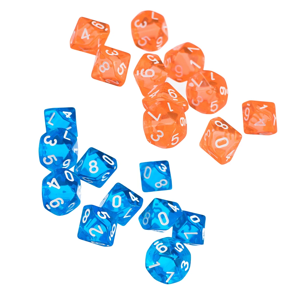20 шт./компл. многосторонние игральные кости Perfeclen для ТРГ настольных игр Clear