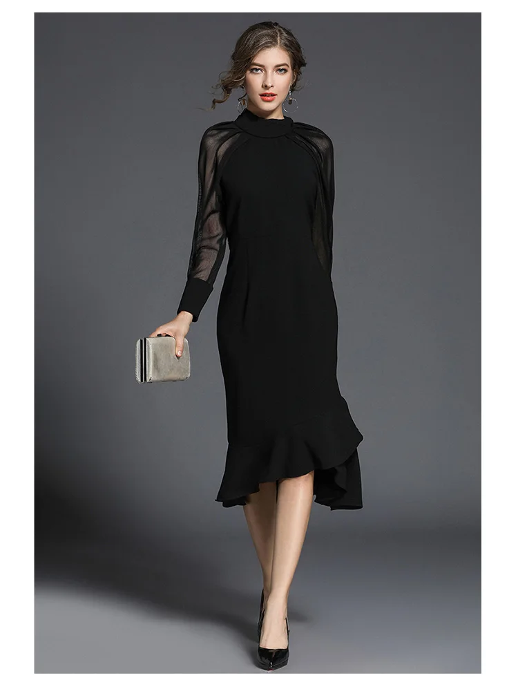 

Maxi Dress Plus Size Vestido Longo Dress Promotion Women Clothing 2021 Autumn Female Elegant Temperament Long Sleeve Irregular