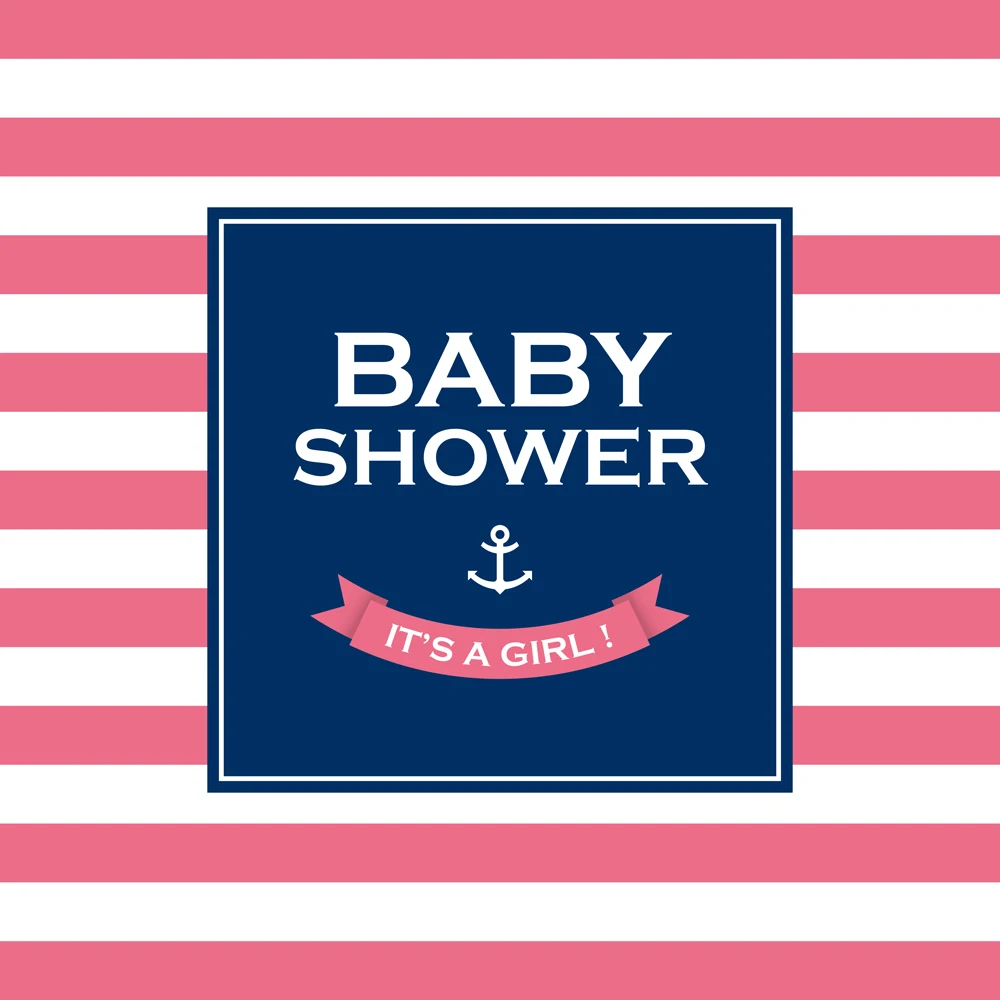 HUAYI It's a girl Baby shower фон для фотосъемки с розовыми и белыми полосками украшение дня