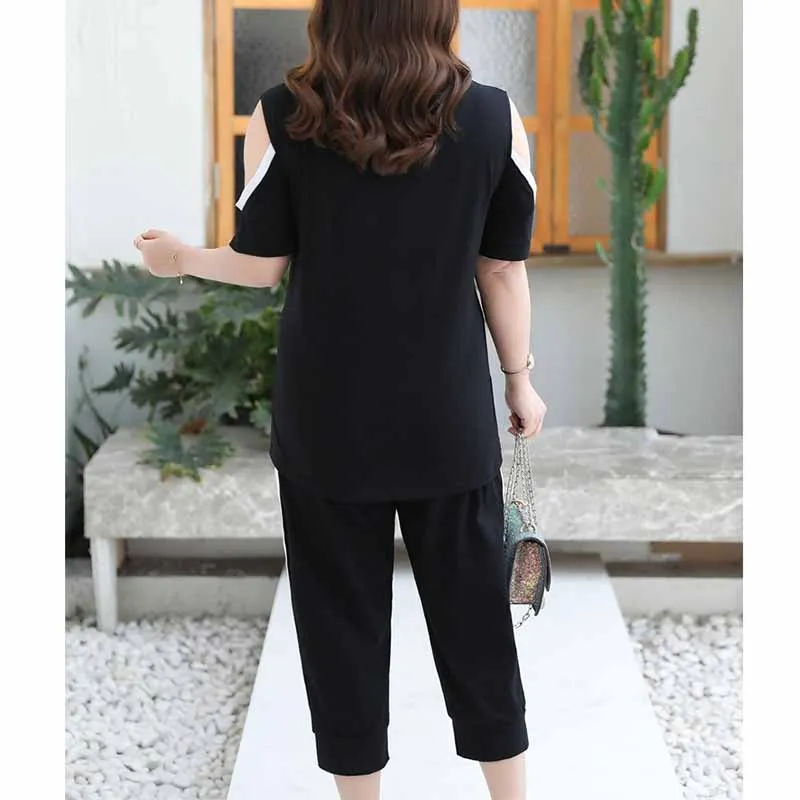 Женский летний комплект из двух предметов футболка с коротким рукавом и