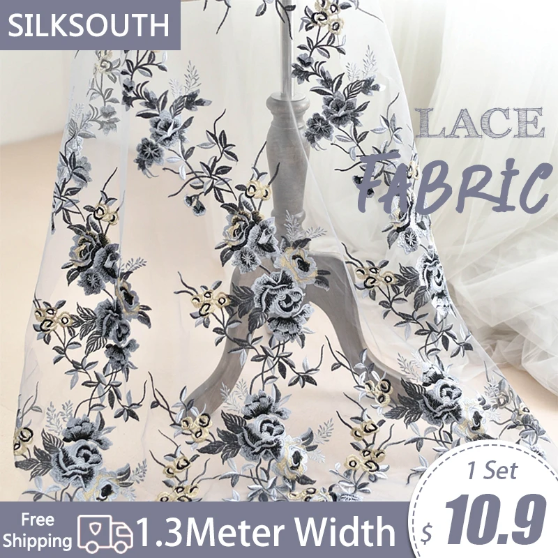 Высококачественная пион газовая кружевная Вышивка Ткань свадебное платье DIY