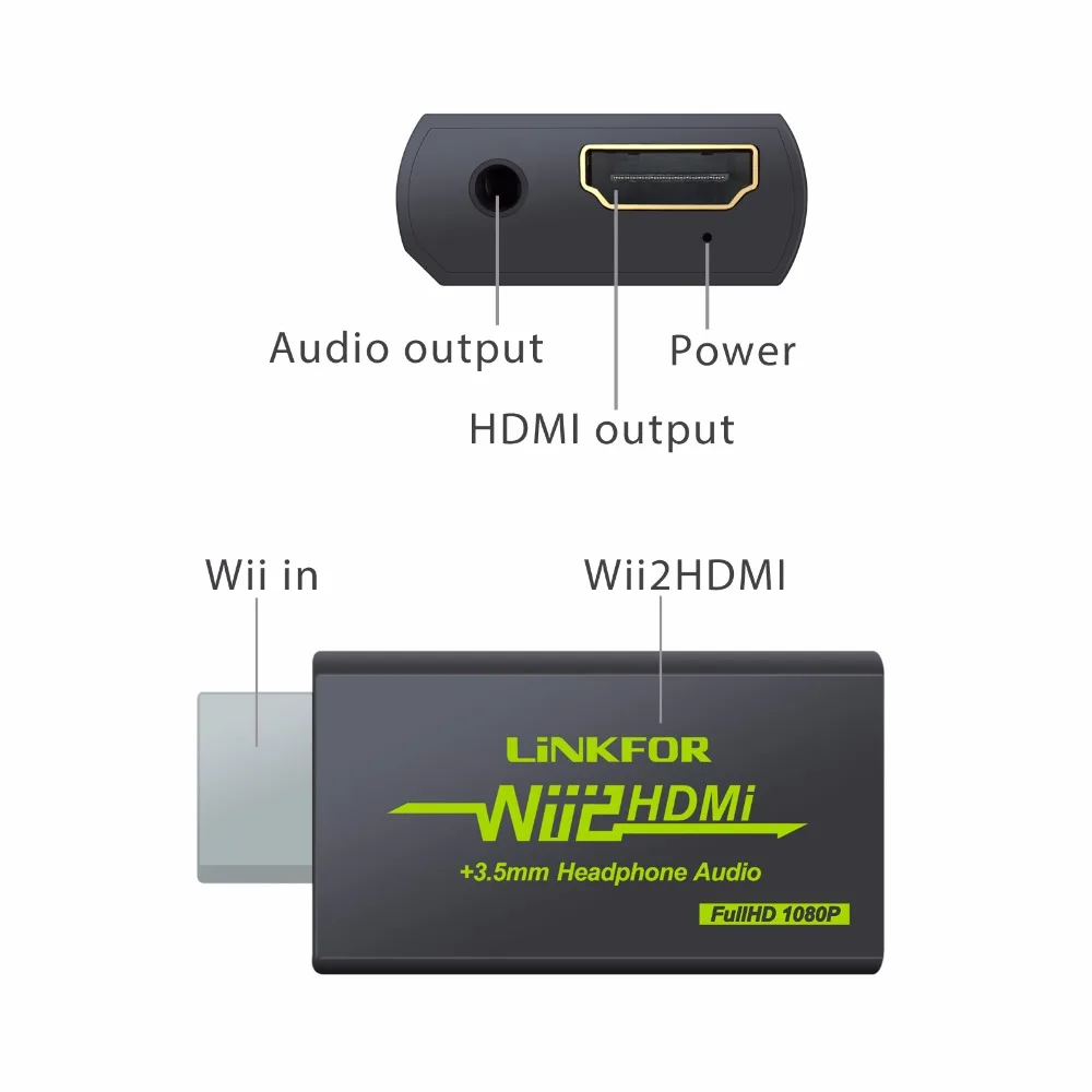 PROZOR для Wii to HDMI совместимый конвертер весы сигнала до 720P / 1080P WII 2 адаптер аудио 3 5