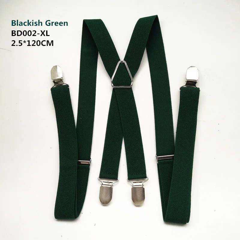Blackish Green-120cm 120 см длина сплошной цвет взрослые мужские подтяжки 2,5 см регулируемый эластичный ремень X-Back подтяжки для женщин рубашки остается BD002 - Цвет: Blackish Green-120cm
