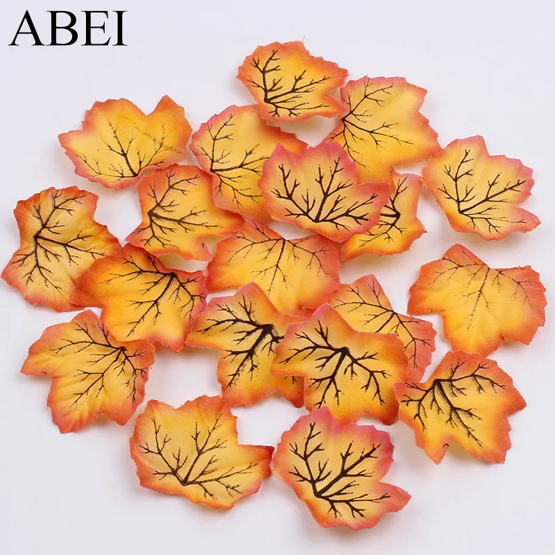 50 шт./лот осенний кленовый лист искусственный шелк оставьте на свадьбу украшение