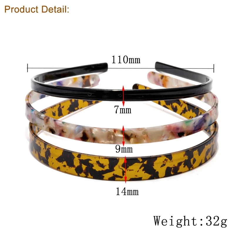 3 шт./компл. Хит ZA полимерный обруч для волос акриловый Леопардовый ободок черный