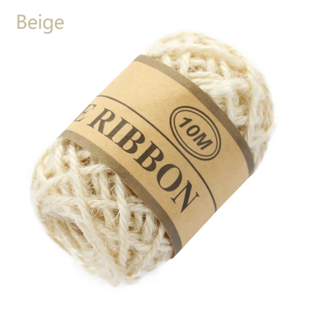 beige 10 м* 1 мм натуральный джутовый шпагат DIY веревочный шнур пеньковые веревки веревка деревенская упаковка струна Свадебная домашняя Текстильная Одежда украшение ремесло - Цвет: beige