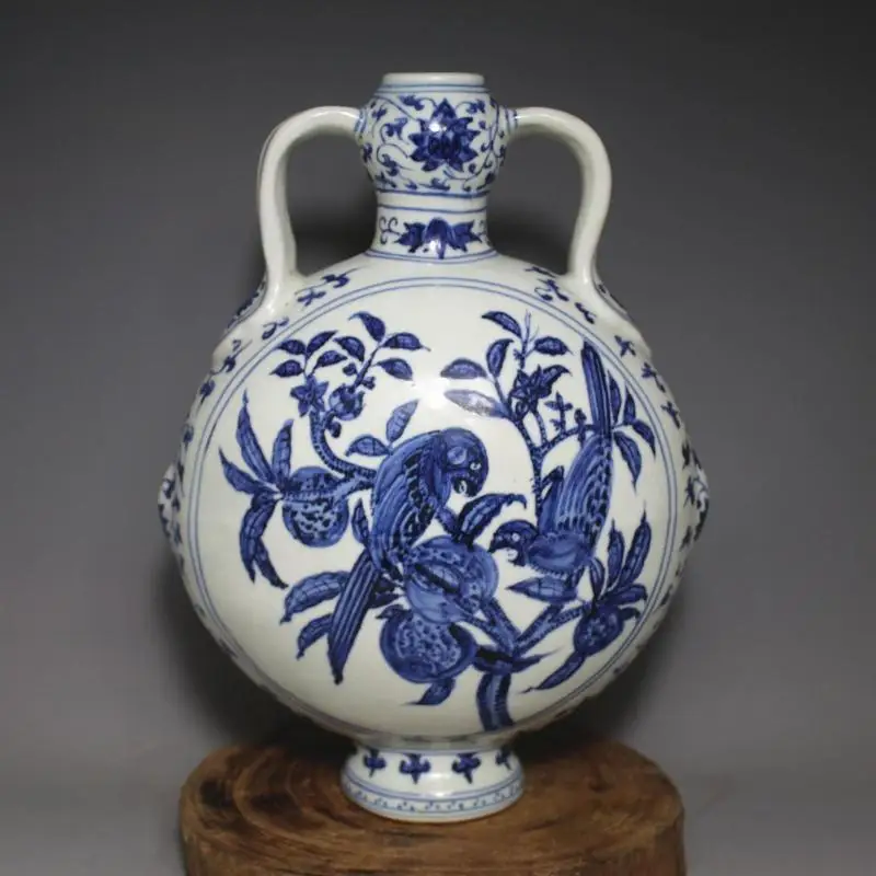 Antique Chinease MingDynasty porcelain vase, Blue flowers ribbon bottle crafts, Decoration,collection & adornment, Free shipping