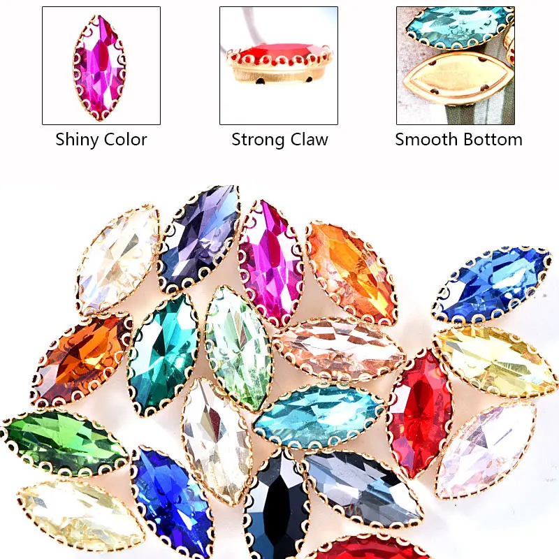 7x15 мм Цветные кристаллы конский глаз для пришивания стразы Хрустальный лист