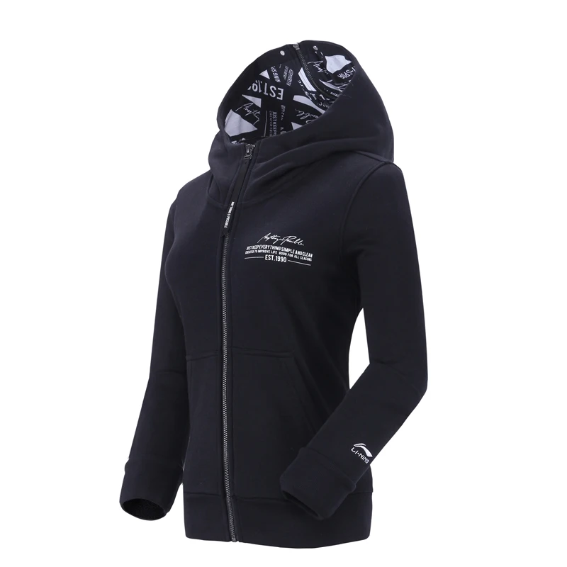 Li Ning Женская трендовая толстовка на молнии 62% хлопок 38% полиэстер обычная посадка