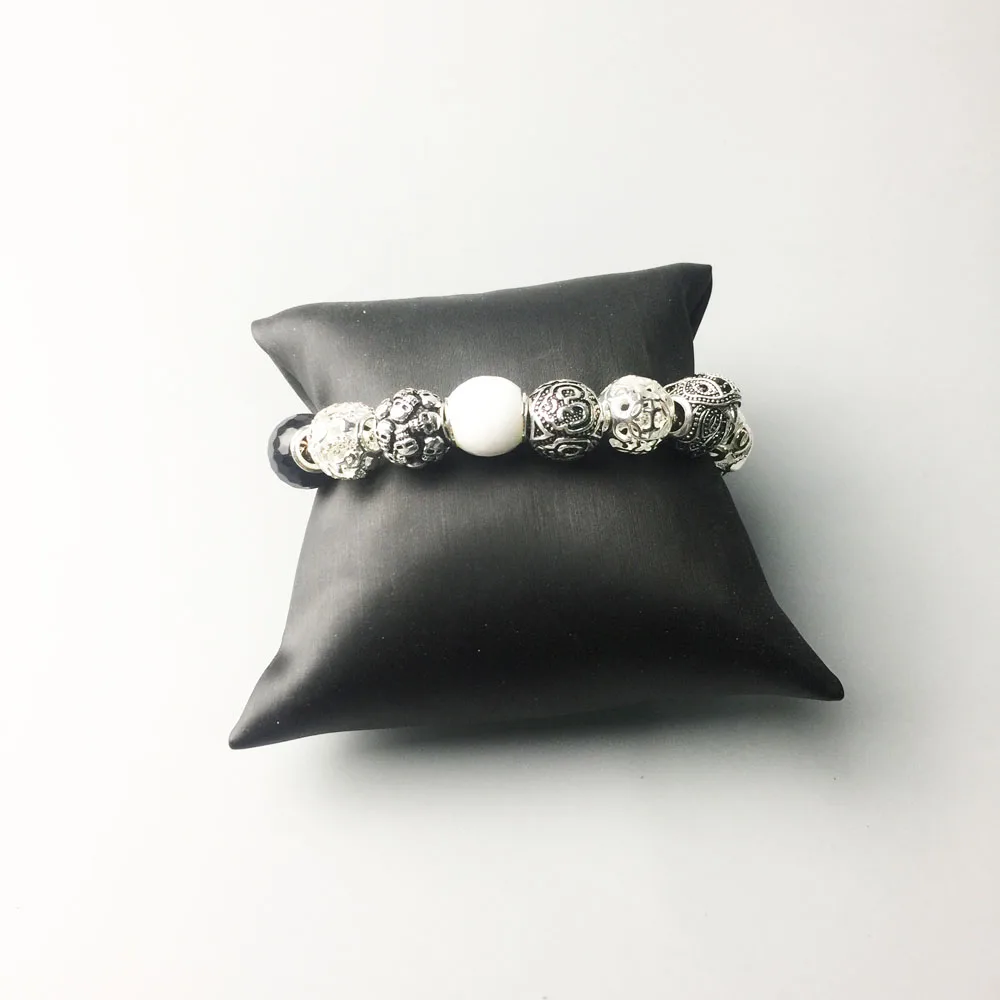 Очаровательные бусы в форме сердца лотоса черепа Ом кристалл орел НЛО Карма