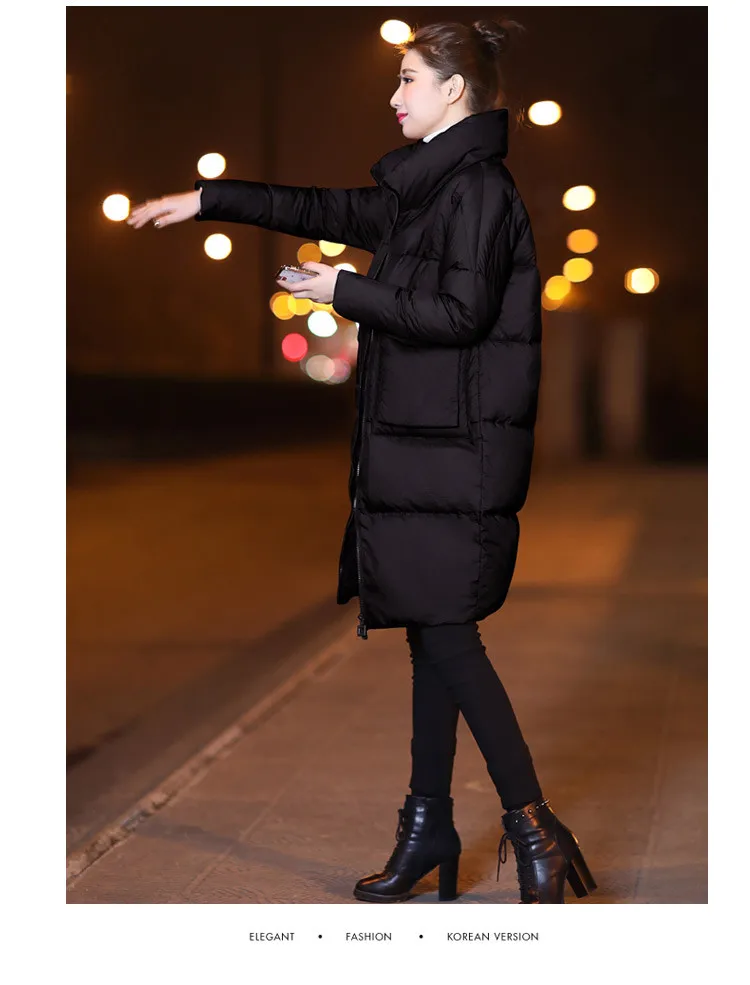 Женское длинное пальто из хлопка свободное пуховое большого размера зима 2019 |