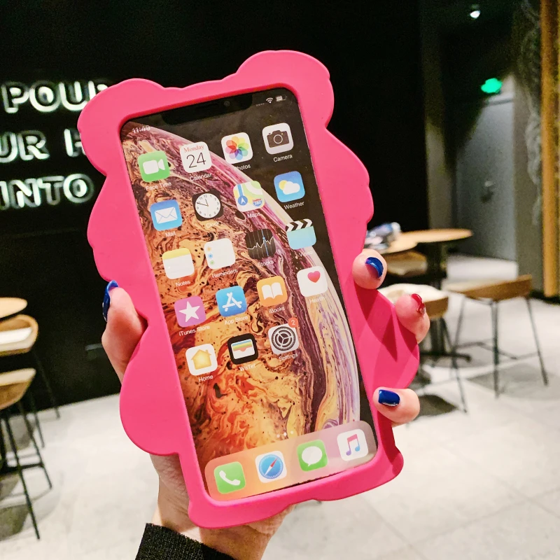 3D Cute Lotso bear case For iphone XS max XR X Soft cover 8plus 7plus 7 8 6s 6plus toy story fundas +strap |