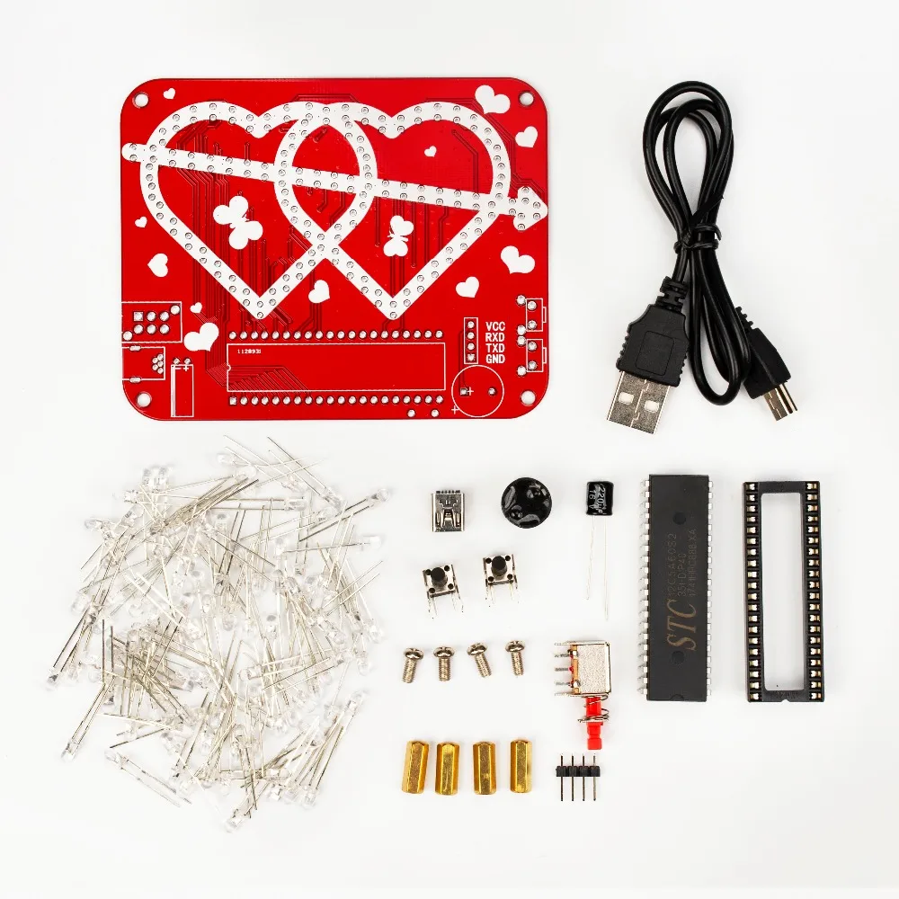 Светодиодный набор электронных часов сделай сам для рукоделия с сердечком