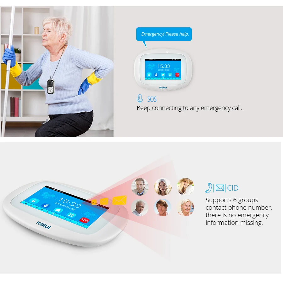 KERUI K52 Wi Fi GSM сигнализация Системы s безопасности дома 4 3 дюймов TFT Цвет