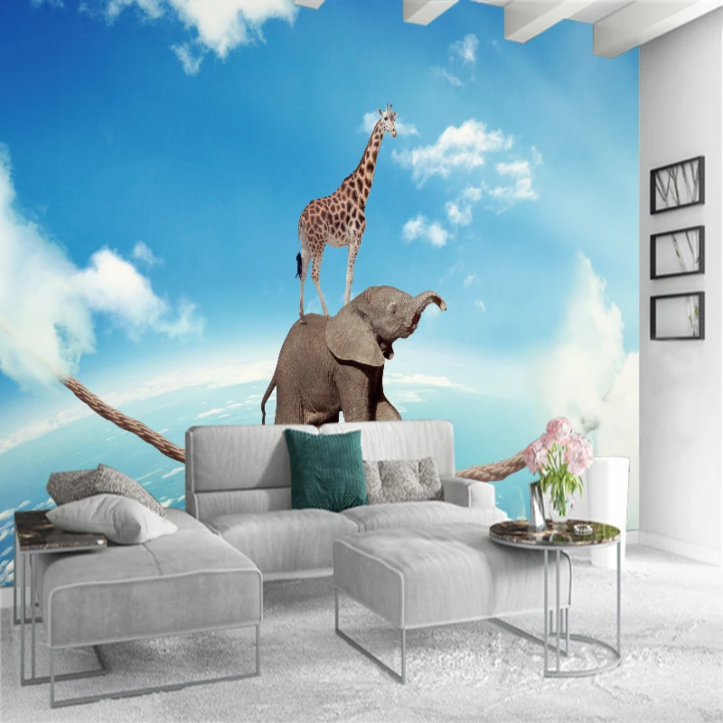 Пользовательские животные слон жираф ПВХ плакат холст искусство картины стены