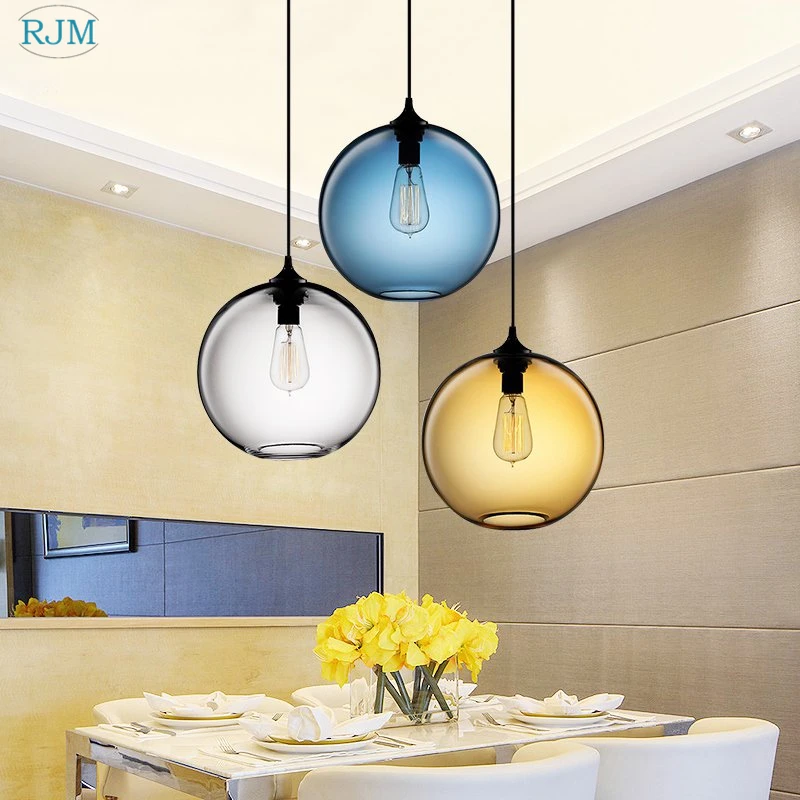 Современная креативная цветная стеклянная Подвесная лампа простые светодиодные