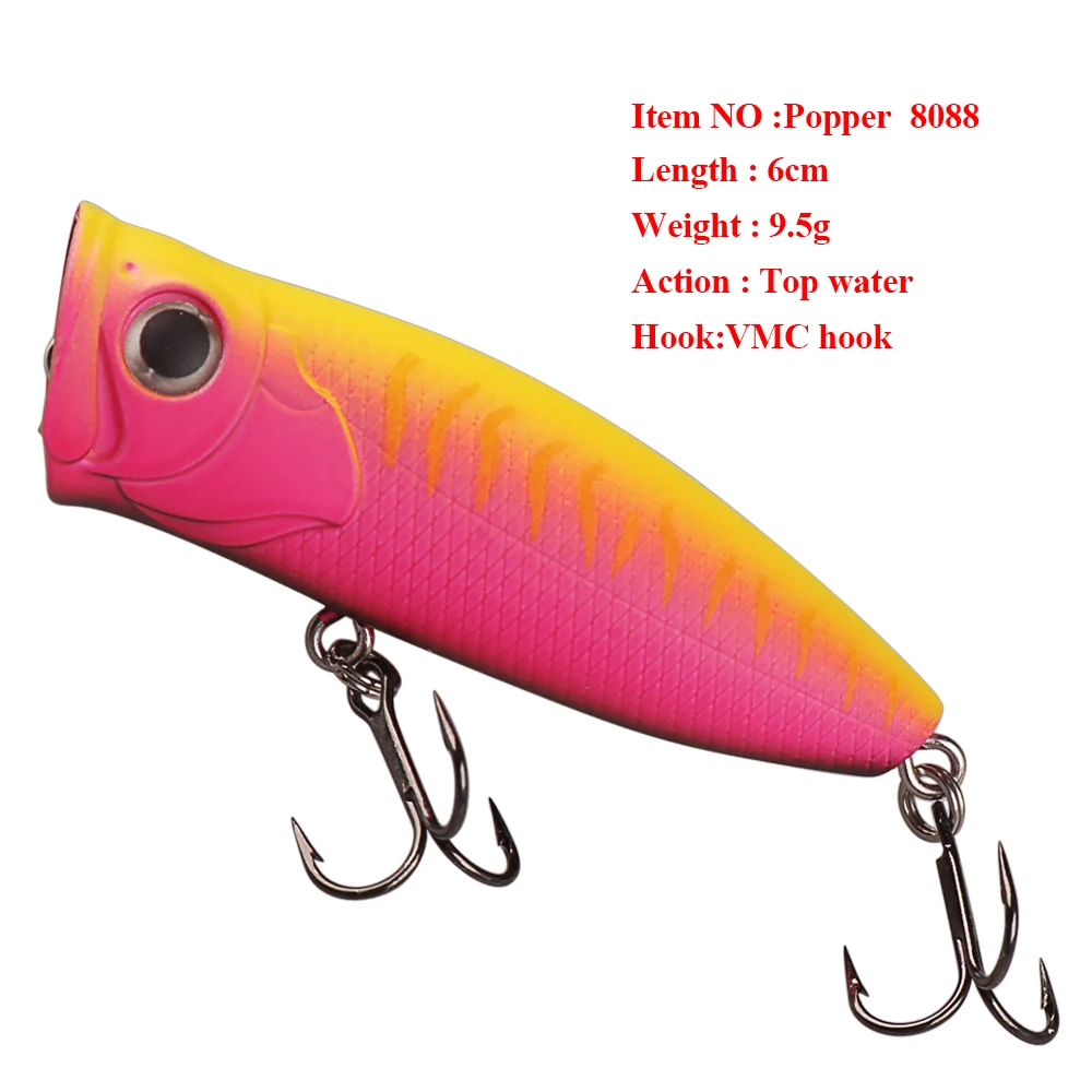 Наживка SMART Popper 60 мм 9 5 г верхние приманки для рыбной ловли в воде VMC с крючком