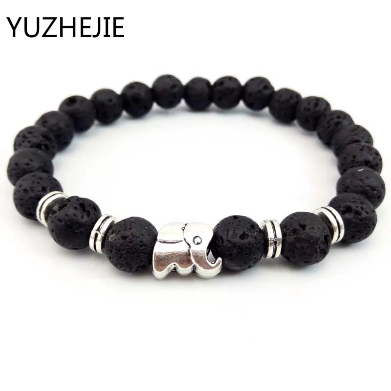YUZHEJIE 2018 Pulseras mujer The bear's paw браслет со слоном натуральный камень матовая лава