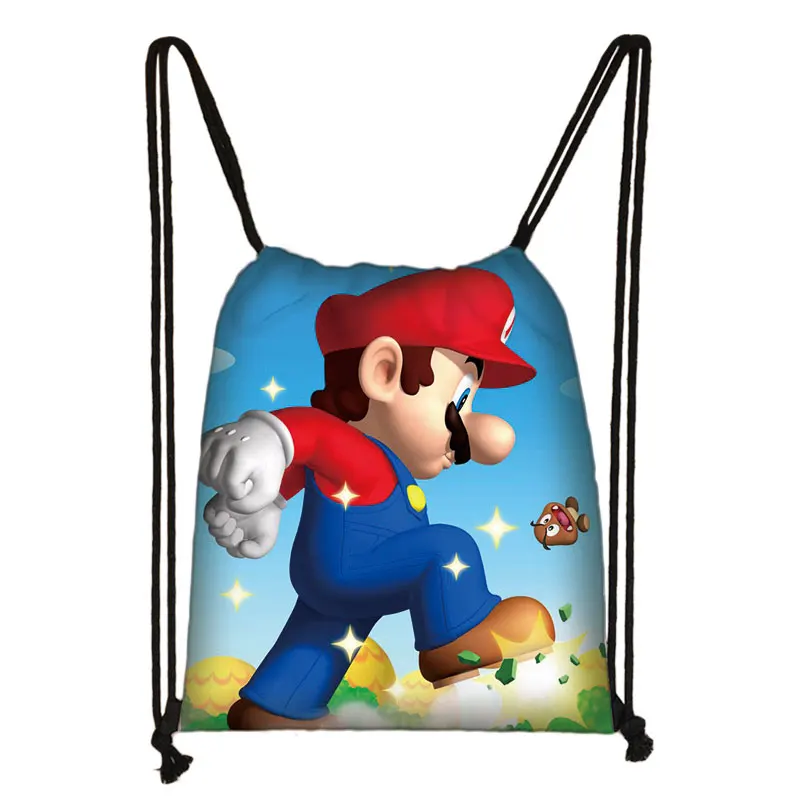 009 Mario Bros сумка рюкзак на шнурке Мультяшные звуковые рюкзаки для сумка через плечо для подростков дорожный мешочек для хранения Полиэфирная Сумка - Цвет: 009