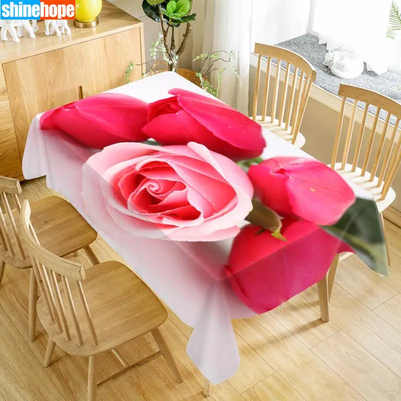 1 шт. Свадебная скатерть букет для стола розово красные цветы на день рождения