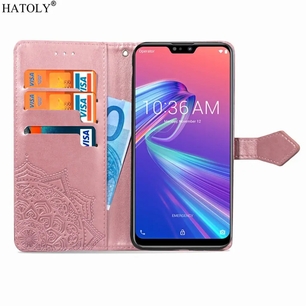 For Cover Asus Zenfone Max Pro M2 ZB631KL Case Embossed Printed Leather Wallet Flip Silicone Phone Bag | Мобильные телефоны и