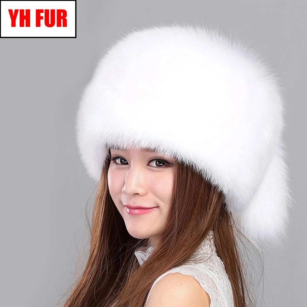 Женская теплая шапка ушанка Русская Шапка из 2020 натурального Лисьего меха