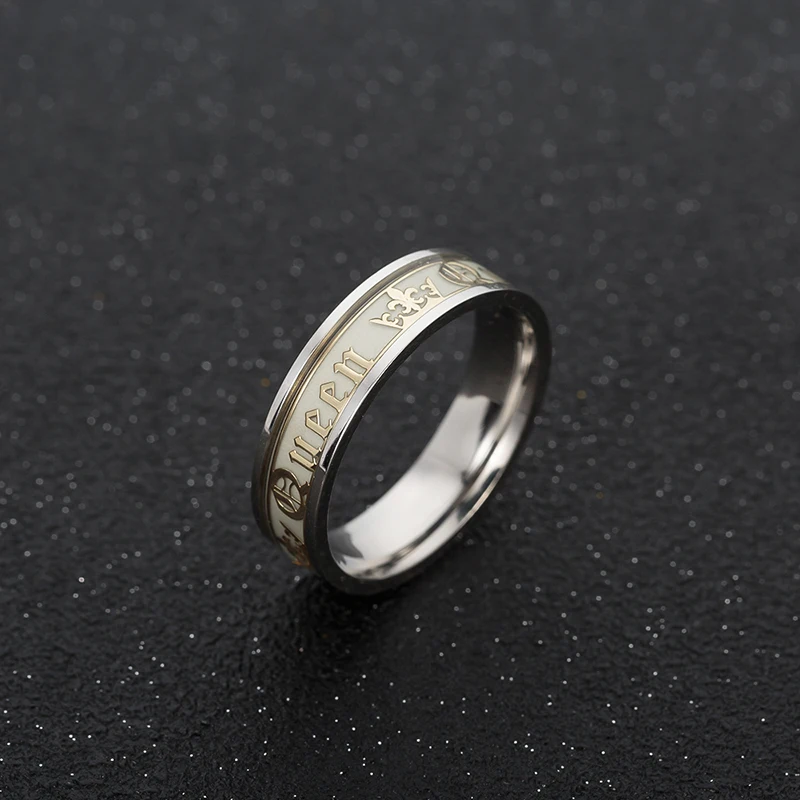 Светящееся кольцо из нержавеющей стали для пары Золотая Корона ее король его