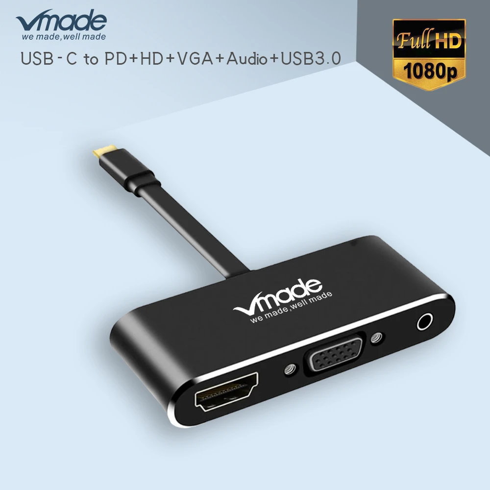 Док станция Vmade с несколькими портами USBC 5 в 1 поддержка PD 3 0 зарядка от Type c к vga +