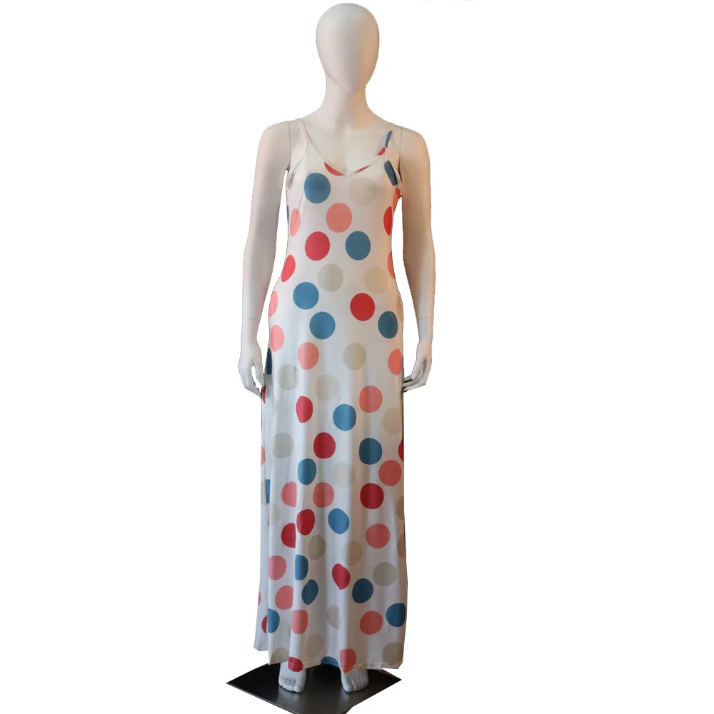 S-XXL летние платья с карманами и открытой спиной принтом в горошек модные женские