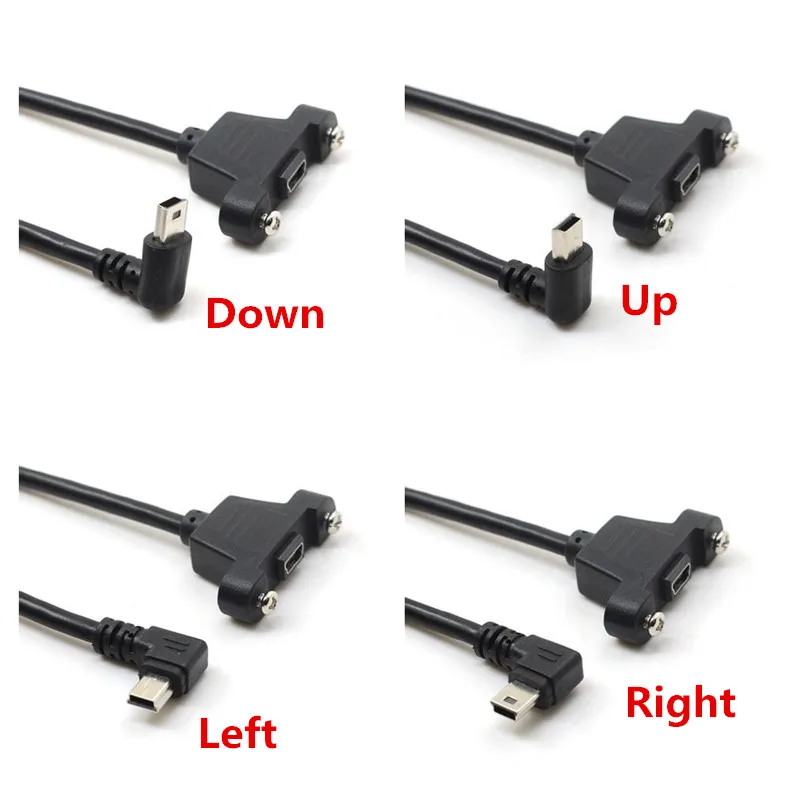 

Кабель-удлинитель Mini USB B 5-контактный 2,0 штекер-гнездо, 30 см, 50 см, с отверстием для крепления на панели