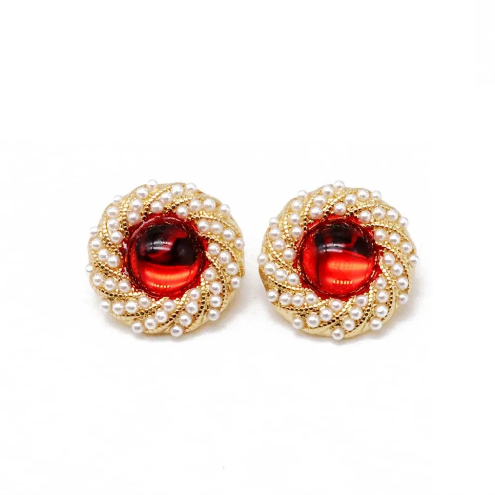 Круглые жемчужные клипсы милые серьги красные зеленые белые ювелирные изделия