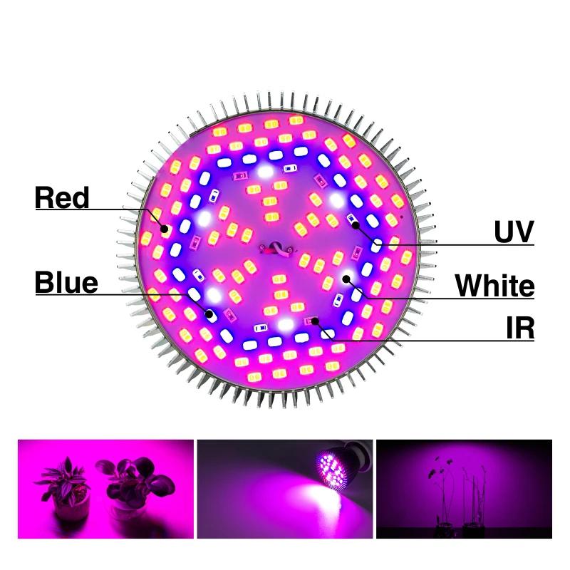 Светодиодная лампа полного спектра для выращивания растений 5/10/30/50/80 Вт 85 265 В