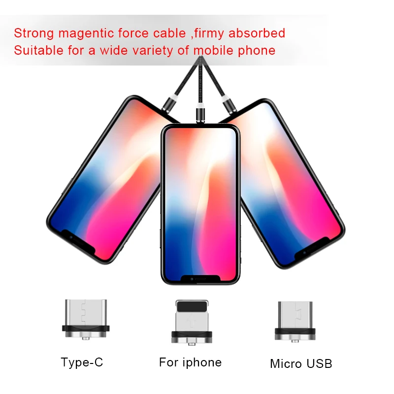 NOHON 3 в 1 быстрый Магнитный зарядный кабель для iPhone X 7 8 6 Xiaomi 4 Lighting Pin Micro USB Type C