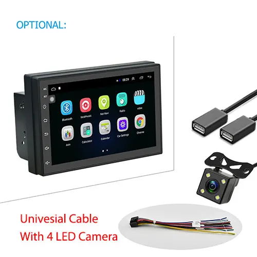 With 4 LED Camera Podofo Android 8,1 2 Din Автомобильный Радио Мультимедиа Видео dvd-плеер Универсальный Авто Стерео gps карта для Volkswagen Nissan Kia TOYOTA - Цвет: With 4 LED Camera