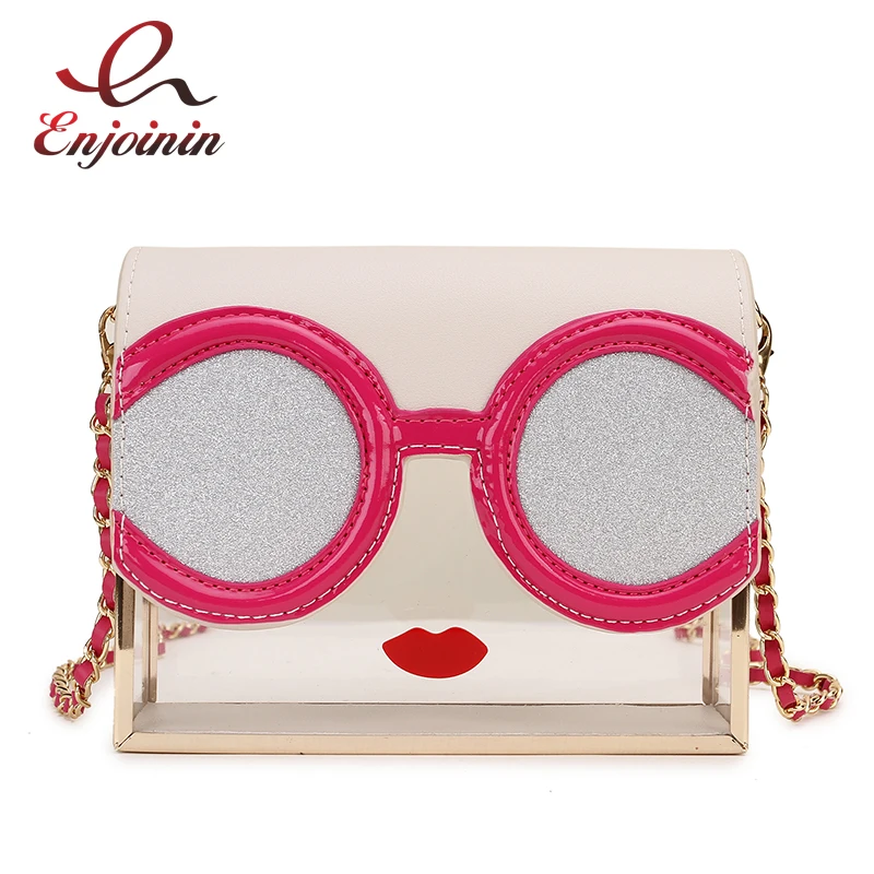 Привлекательная прозрачная акриловая женская сумка клатч с красными губами и