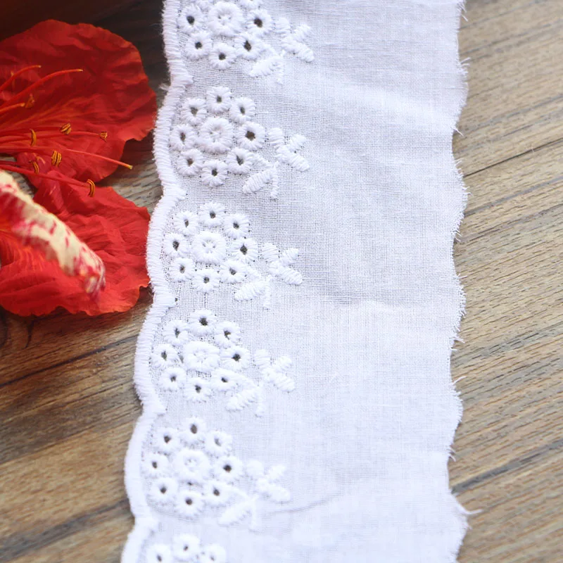2 yards 7CM Cream Cotton Lace Trims for Costume Dress Trimmings Ribbon Applique Strip DIY Sewing Fabric | Дом и сад