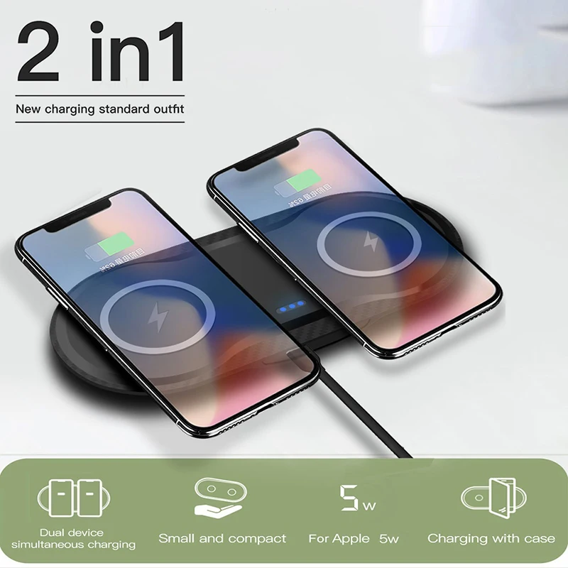 Двойное беспроводное зарядное устройство 10 вт быстрое для iPhone XR XS Max 8 + Samsung S10 S9