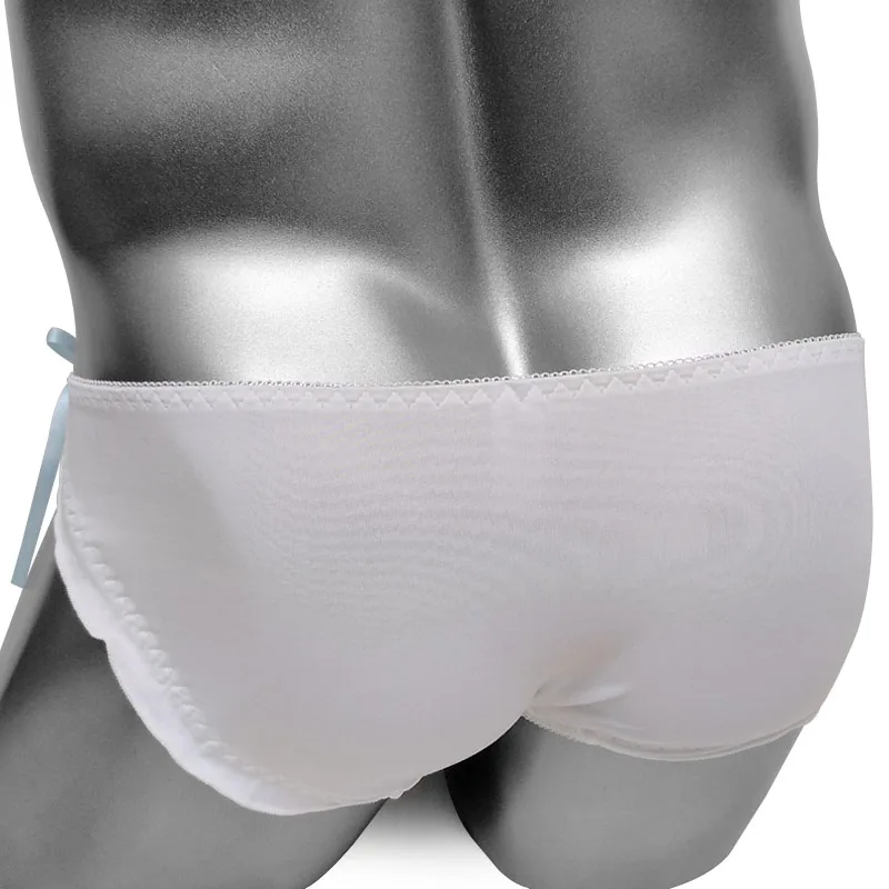 Мужские кружевные трусики стринги с бантом мягкое дышащее нижнее белье