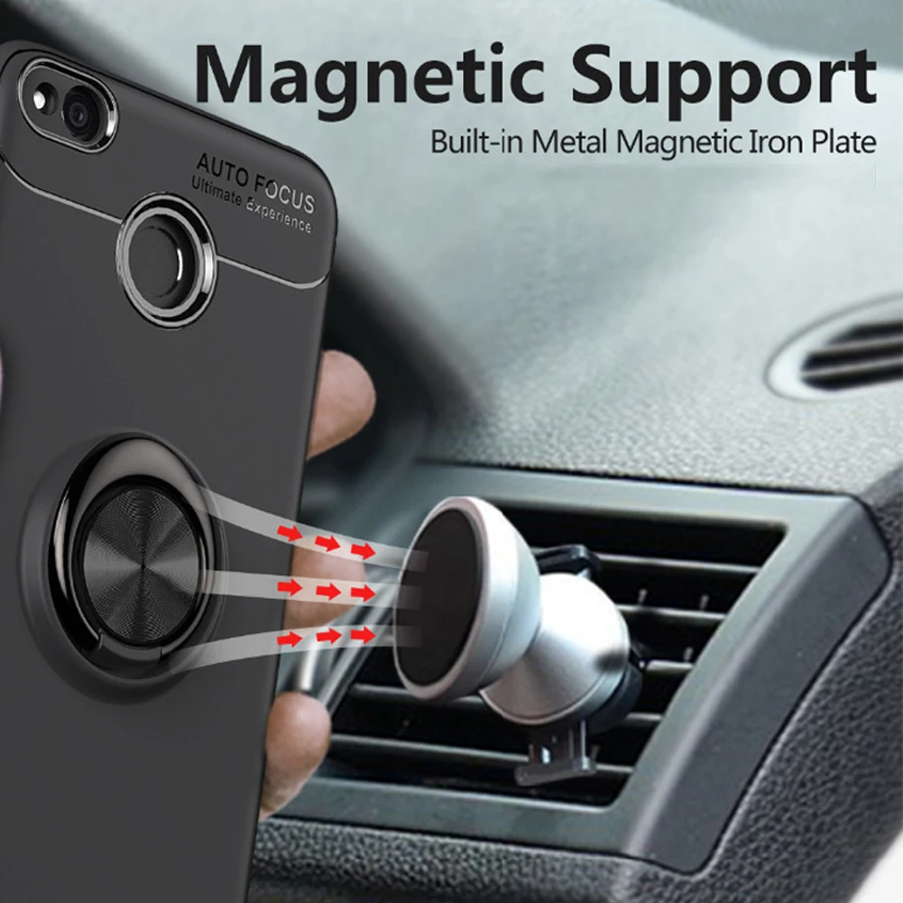 Mayround For Xiaomi 6 8 SE Holder Stand Magnetic Bracket Finger Ring TPU Silicone Phone Case Combo Redmi Note 4 4X 5 5A |