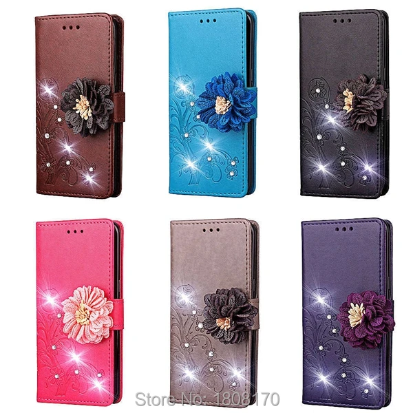 C KU кожаный чехол бумажник с цветком клевера и бриллиантами для LG K8 2018 Stylo 4 X Power3 NOKIA