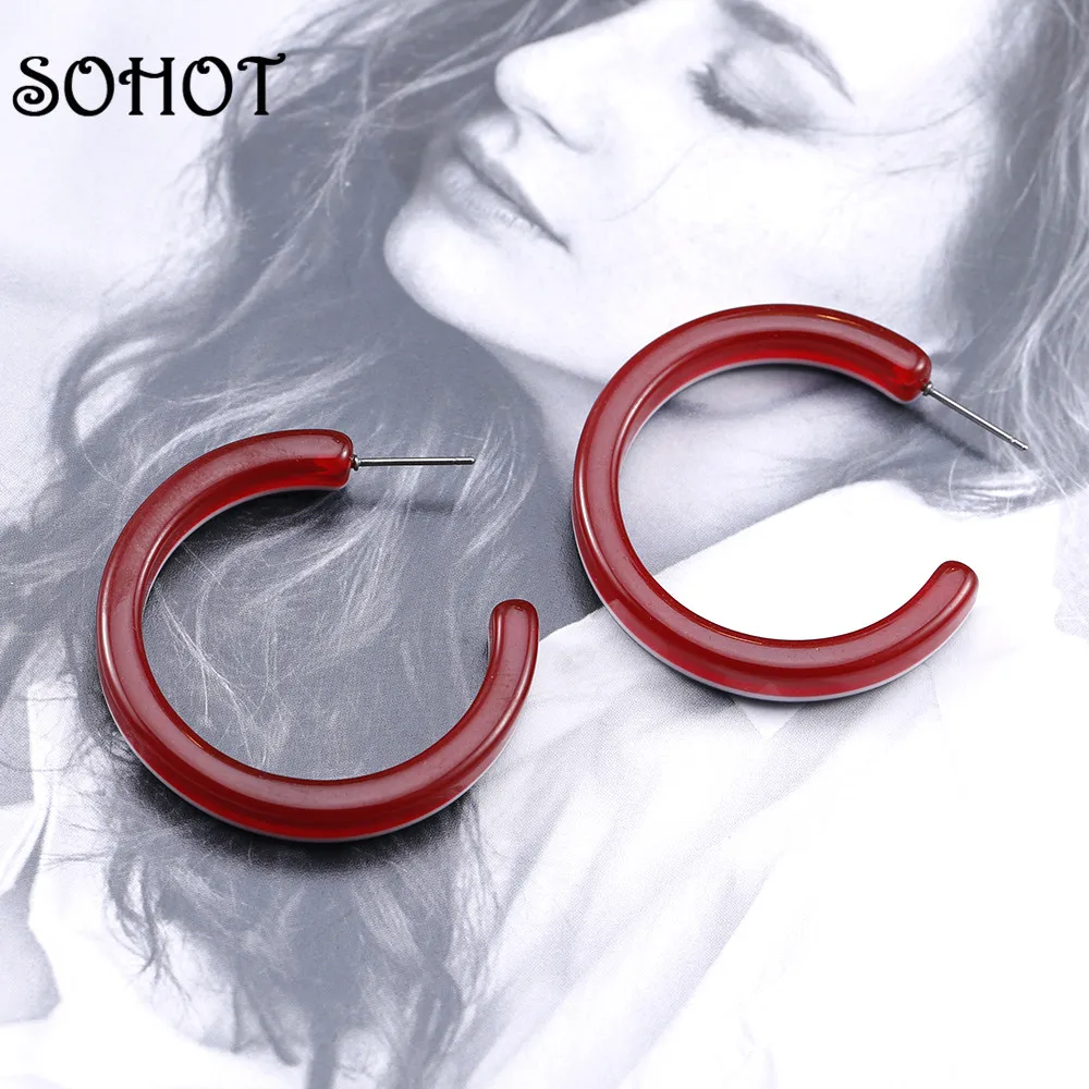 SOHOT новинка 2019 двухцветные серьги-кольца с уксусной кислотой минималистичные в