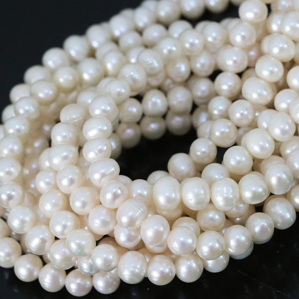 Лидер продаж элегантные круглые бусины с белым искусственным пресноводным