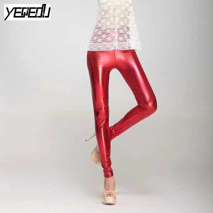 Женские блестящие леггинсы из искусственной кожи #0502 сексуальные брюки-карандаш