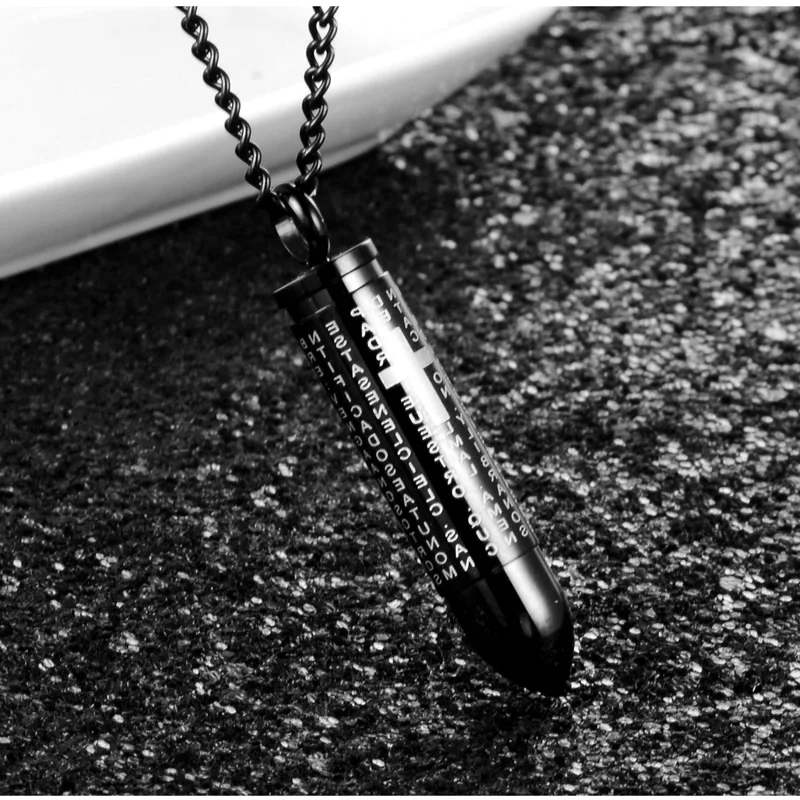 Punk Bullet Pendant Necklaces For Men Cross &amp Bible Design Box Link Chain 3 Colors God Bless You Personality Gift | Украшения и